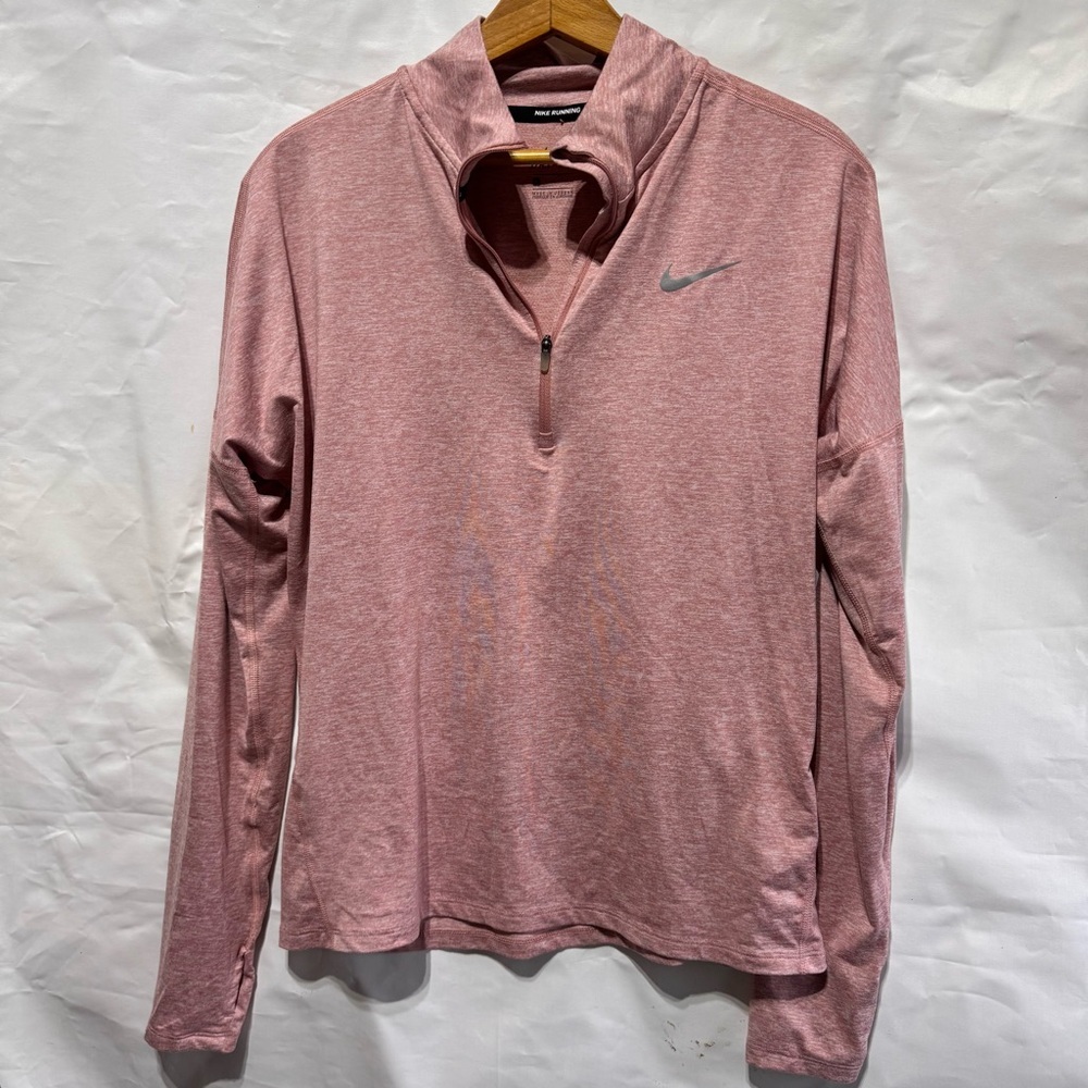 Nike // light red dri fit half zip pullover with thumbholes size medium aug1